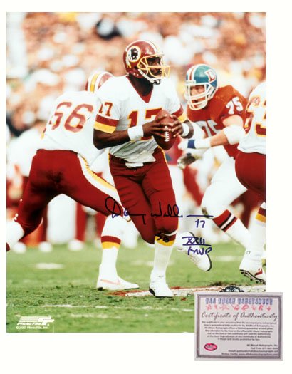 Doug Williams Autographed Photo - 16x20 Dropping Back Super Bowl XXII MVP