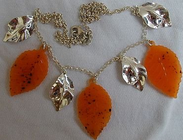Orange morano leaves necklace