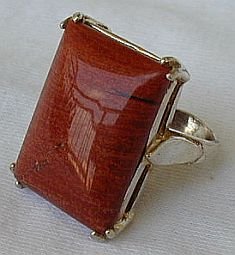 Brown-red agate silver ring