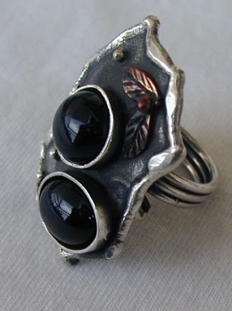 Black silver with stones