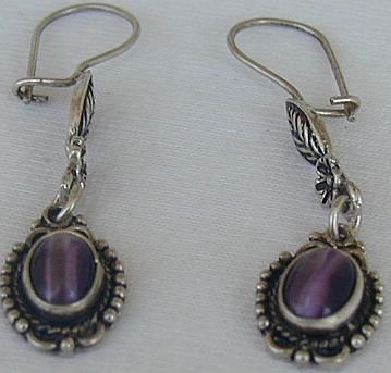Dangling purple earrings
