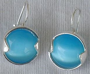 Round light blue earrings