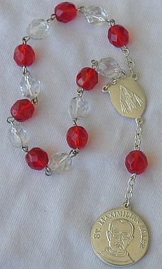 Red and white mini Rosary