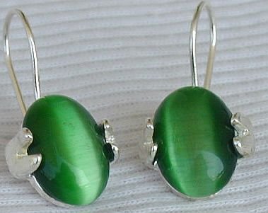 Green oval earrings
