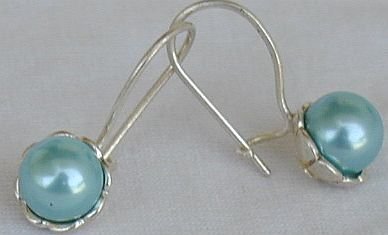 Light blue pearls earrings