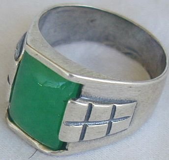 Green agate man ring-B