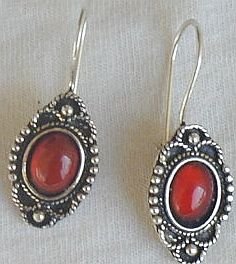 Mini red glass earrings