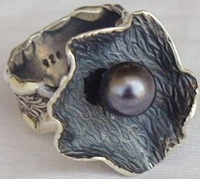 Black pearl handmade ring-HMA