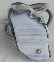Blue and white marble ring