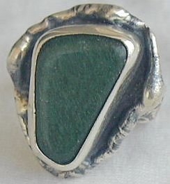 Green glass handmade ring-SR46
