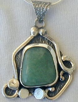 Green silver pendant -P19