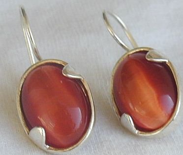 Orange cat eye earrings-LH