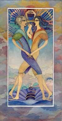 Artistic gemini zodiac sign poster