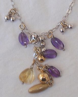 Purple and gold necklace.