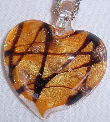 Morano orange heart pendant