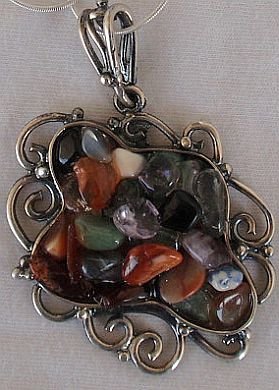 I cut stones+silver chain