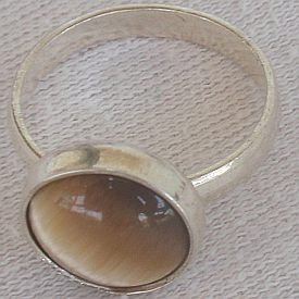 Brown tiger eye silver ring