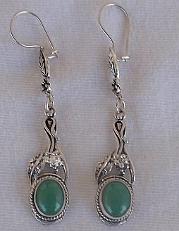 Dangling green earrings