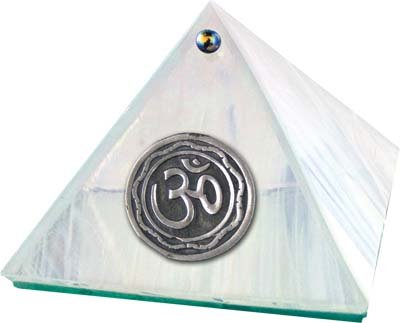 OM Glass Wishing Pyramid - White - 4 inch diam. - Metaphyscial