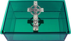 Green Glass Celtic Cross Tarot Box - Metaphysical