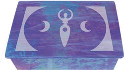 Blue Glass Etched Moon Goddess Tarot Box - Metaphysical