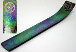 Pentacle Incense Holder - Black Diamond Glass