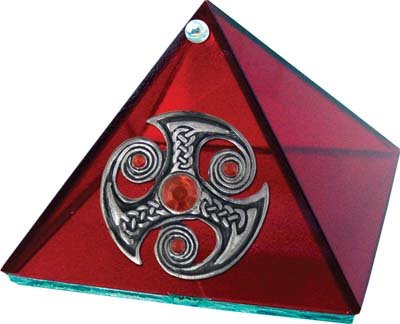 Celtic Stone Glass Pyramid - Ruby - 4 inch - Metaphysical