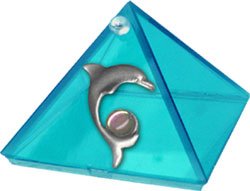 Aquamarine Dolpin Glass Wishing Pyramid - 2 in. - Metaphysical