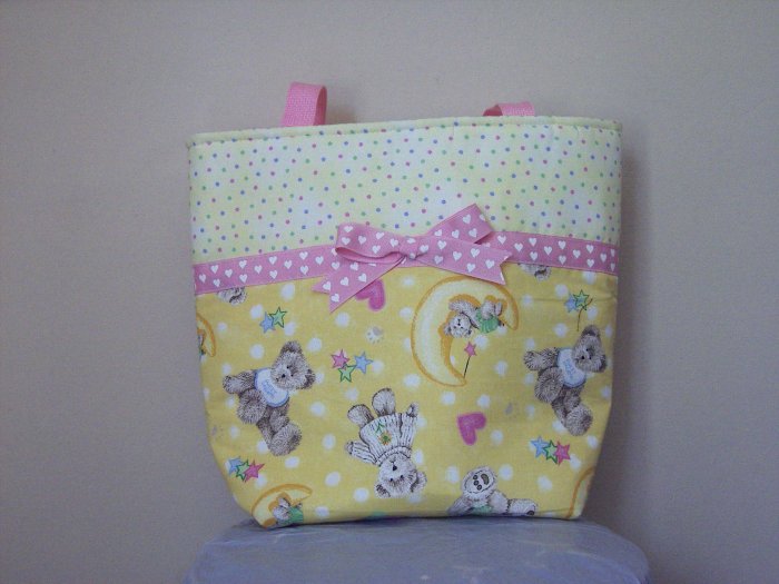 Personalized, Yellow with Pink and Pastales, Teddy Bears, Diaper Bag