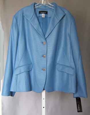 Jones New York NY Lined Blazer Jacket Blue Plus Size 24W