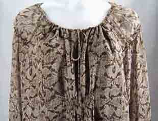 Michael Kors 100% Silk Tie Top Blouse Lt Dark Putty 3X