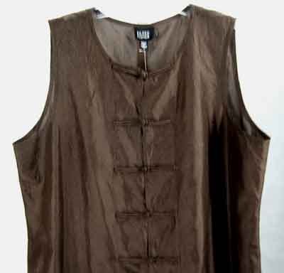 $178 Eileen Fisher Silk Crinkle Duster Top Cocoa L