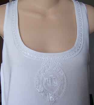 Ralph Lauren Beaded Crested White Tank Top Size L
