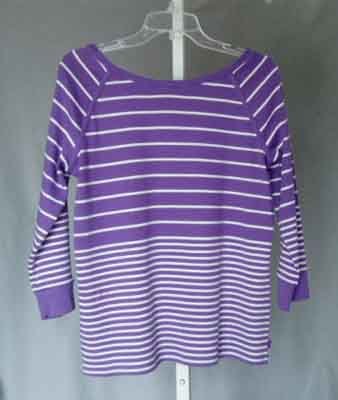 Jones NY Signature Violet White Striped Top Size XL