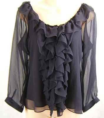 Ralph Lauren100% Silk 2PC Set Top Blouse & Tank Navy Size 12P