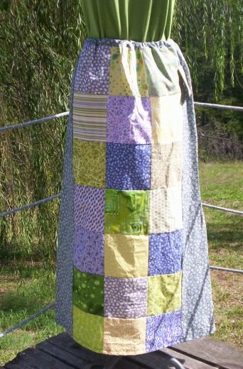 Grey Flowers Patchwork Skirt