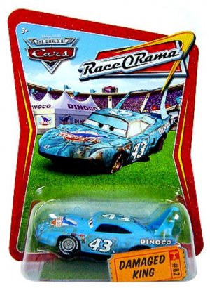 DISNEY PIXAR CARS Animated Movie 1:55 Die Cast DAMAGED KING # 82 Race-O-Rama Series NEW