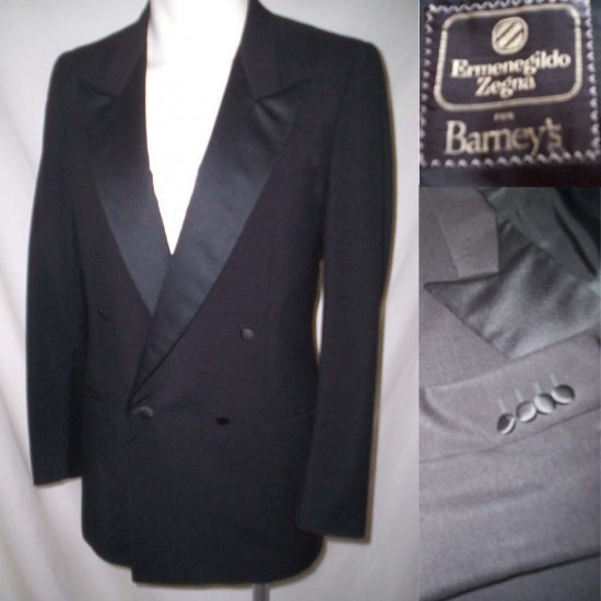 Ermenegildo Zegna TUXEDO JACKET * Black Wool Double Breasted * Men's 40 / 41 * Free Shipping