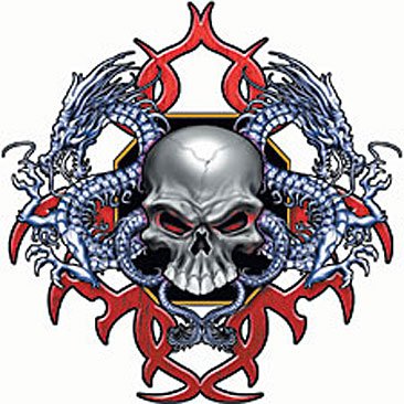 Skull + Dragons Printed Tshirt. T shirt