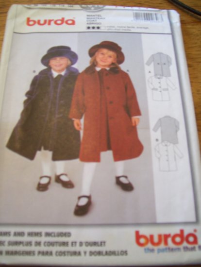Burda 2646 Girls Coat size 2 - 7