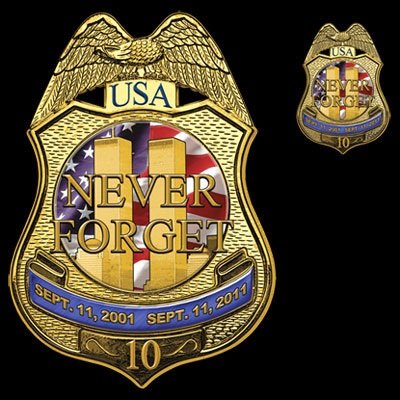 9/11 Twin Towers Commemorative Tshirt Police Badge 2X 3X 4X