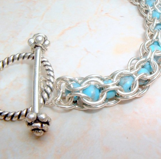 Sterling and Turquoise Bead Bracelet