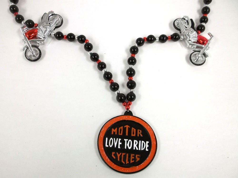 Harley Davidson Motorcycle Mardi Gras Beads Party Favors Love To Ride Bead 