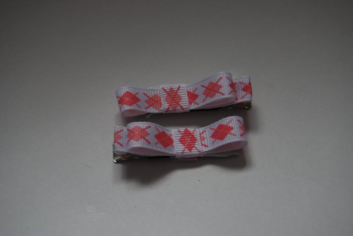 pink argyle bow clippie