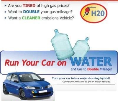 Run your car on water Hydrogen conversion ebook free shipping save gas