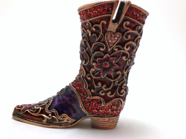 New Shoe Boot Rhinestone jewel pen holder Box Gift