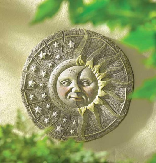 NIGHT AND DAY WALL PLAQUE GARDEN RETREAT SUN AND MOON WALL DECOR
