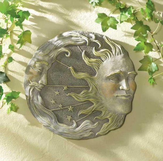 CELESTIAL SUN AND MOON WALL PLAQUE GARDEN RETREAT WALL DECOR