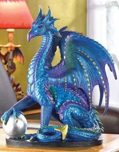 LARGE BLUE DRAGON FIGURINE