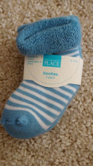 2 pack Blue Booties Sz 6-12 Mos